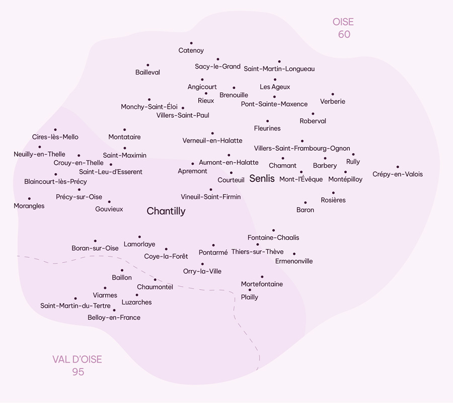 Carte zone d'intervention Senlis Chantilly